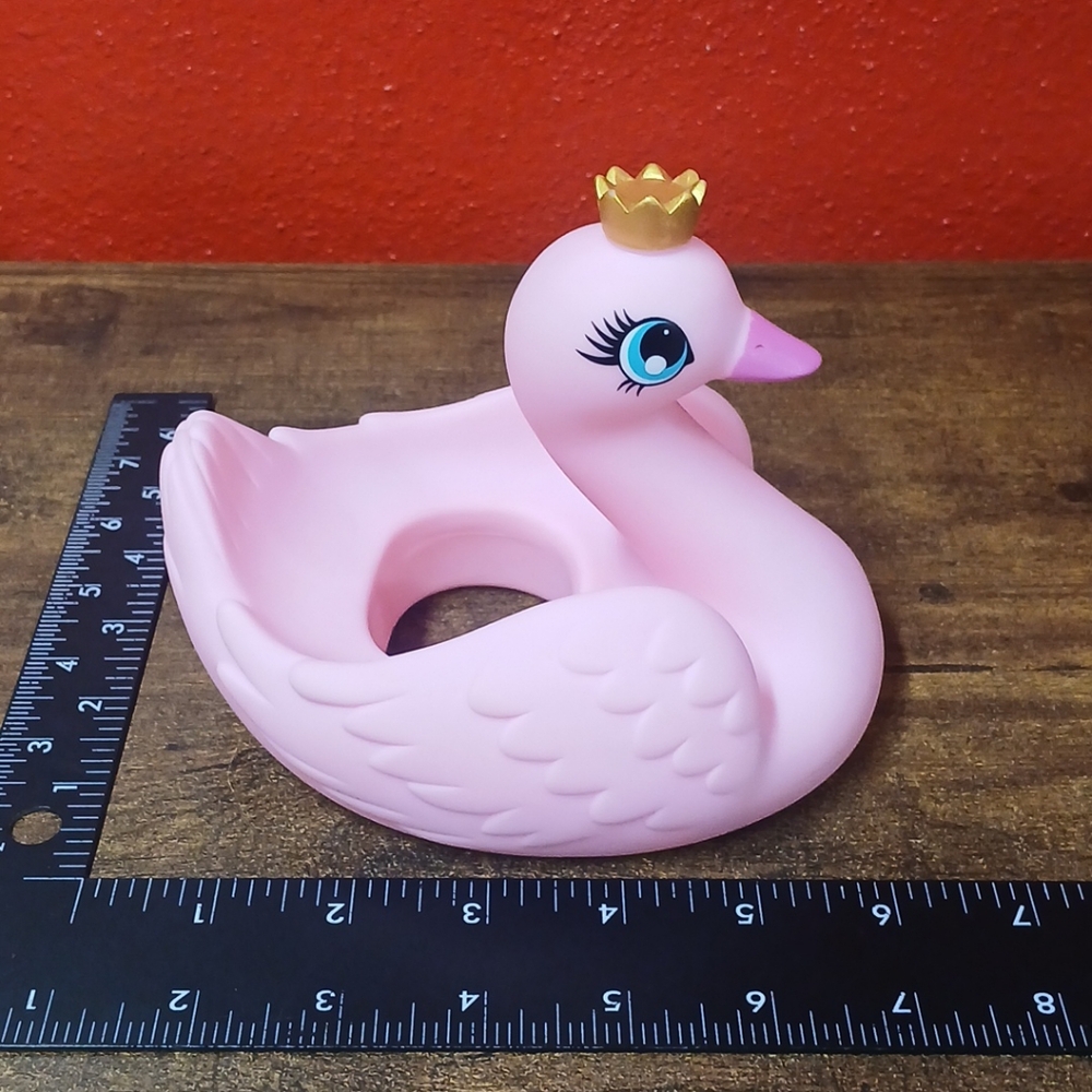 PINK PRINCESS SWAN w/CROWN & CUP HOLDER BATH POOL 6" TOY HARD PLASTIC - Picture 7 of 7